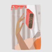 女性ハンドプッシュ目覚まし時計スヌーズボタン ゴルフタオル (正面)