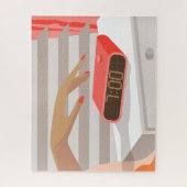 女性ハンドプッシュ目覚まし時計スヌーズボタン ジグソーパズル (縦)