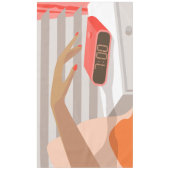 女性ハンドプッシュ目覚まし時計スヌーズボタン テーブルクロス (正面)