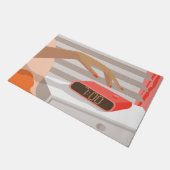 女性ハンドプッシュ目覚まし時計スヌーズボタン ドアマット (アングル)