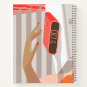 女性ハンドプッシュ目覚まし時計スヌーズボタン ノートブック (裏面)