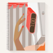 女性ハンドプッシュ目覚まし時計スヌーズボタン ノートブック (正面)