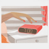 女性ハンドプッシュ目覚まし時計スヌーズボタン フリースブランケット (正面(横))