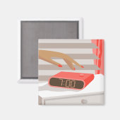 女性ハンドプッシュ目覚まし時計スヌーズボタン マグネット (正面/裏面)