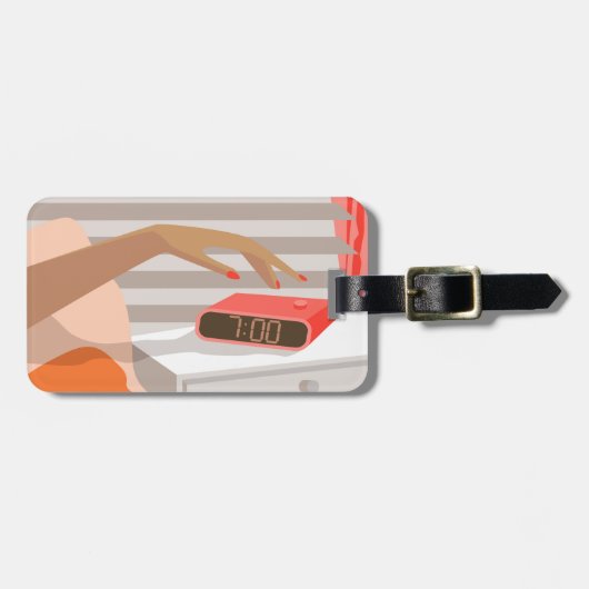 女性ハンドプッシュ目覚まし時計スヌーズボタン ラゲッジタグ (正面横)