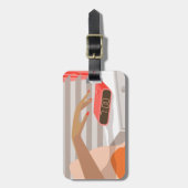 女性ハンドプッシュ目覚まし時計スヌーズボタン ラゲッジタグ (正面縦)