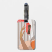 女性ハンドプッシュ目覚まし時計スヌーズボタン ラゲッジタグ (裏面縦)