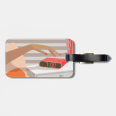 女性ハンドプッシュ目覚まし時計スヌーズボタン ラゲッジタグ (裏面横)