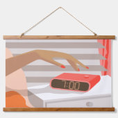 女性ハンドプッシュ目覚まし時計スヌーズボタン 吊り下げ型タペストリー (正面)