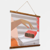 女性ハンドプッシュ目覚まし時計スヌーズボタン 吊り下げ型タペストリー (傾斜あり)