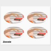 女性ハンドプッシュ目覚まし時計スヌーズボタン 楕円形シール (シート)