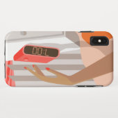 女性ハンドプッシュ目覚まし時計スヌーズボタン Case-Mate iPhoneケース (裏面(横))