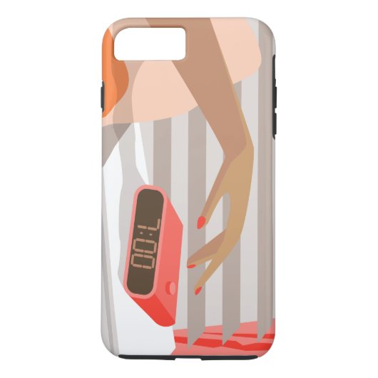 女性ハンドプッシュ目覚まし時計スヌーズボタン Case-Mate iPhoneケース (裏面)