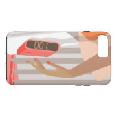 女性ハンドプッシュ目覚まし時計スヌーズボタン Case-Mate iPhoneケース (裏面(横))