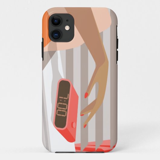 女性ハンドプッシュ目覚まし時計スヌーズボタン Case-Mate iPhoneケース (裏面)