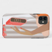 女性ハンドプッシュ目覚まし時計スヌーズボタン Case-Mate iPhoneケース (裏面(横))
