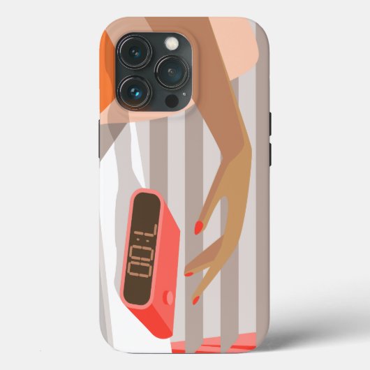 女性ハンドプッシュ目覚まし時計スヌーズボタン Case-Mate iPhoneケース (裏面)