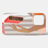 女性ハンドプッシュ目覚まし時計スヌーズボタン Case-Mate iPhoneケース (裏面 (横))