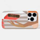 女性ハンドプッシュ目覚まし時計スヌーズボタン Case-Mate iPhoneケース (裏面 (横))