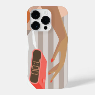 女性ハンドプッシュ目覚まし時計スヌーズボタン iPhone 14 PROケース