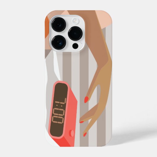 女性ハンドプッシュ目覚まし時計スヌーズボタン iPhoneケース (裏面)