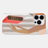 女性ハンドプッシュ目覚まし時計スヌーズボタン iPhoneケース (裏面横)