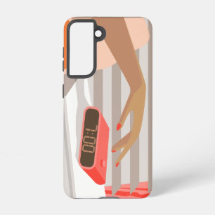 女性ハンドプッシュ目覚まし時計スヌーズボタン SAMSUNG GALAXY S21ケース