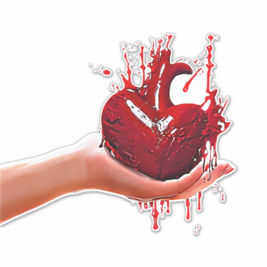 女性ハンドホールド血ハートゴシックアート シール (正面)