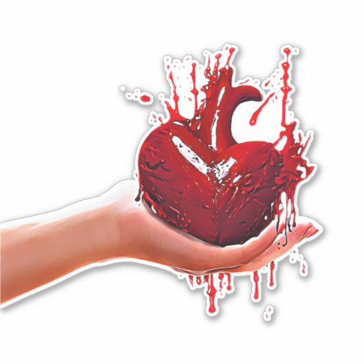 女性ハンドホールド血ハートゴシックアート シール (正面)