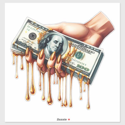 女性ハンド100ドルの手形の滴下液体金ゴールド シール (シート)