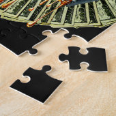 女性ハンド100ドルの手形の滴下液体金ゴールド ジグソーパズル (側面)