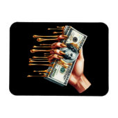 女性ハンド100ドル紙幣の液体金ゴールド滴 マグネット (横)