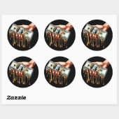 女性ハンド100ドル紙幣の液体金ゴールド滴 ラウンドシール (シート)