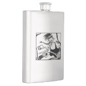 女性バイクもしくは自転車に乗る人黒ステンレス鋼フラスコ フラスク (右)