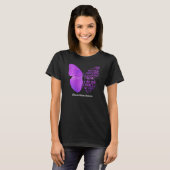 女性バタフライパープルリボン家庭内暴力A Tシャツ (正面フル)