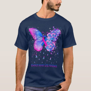 女性バタフライ妊娠乳児喪失認識度R Tシャツ