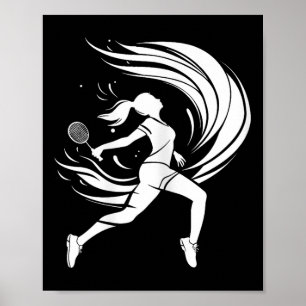 女性バドミントン選手のシャトル描き ポスター