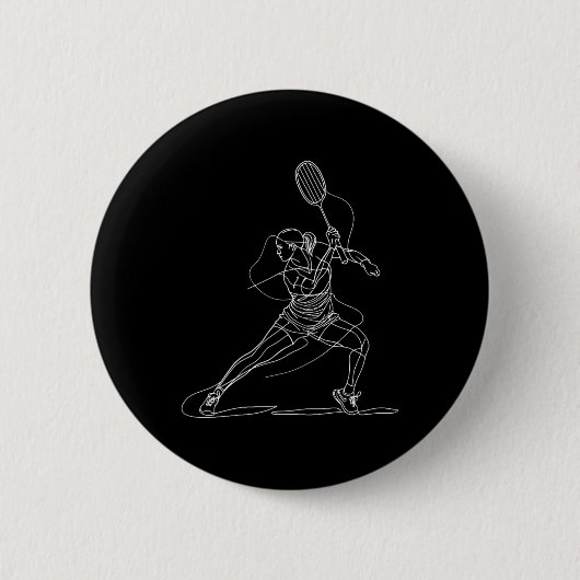 女性バドミントン選手の描画シャトルゲーム G向け 缶バッジ (正面)