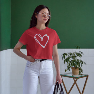 女性バレンタインデーのグラフィックハートプリントシャツ Tシャツ