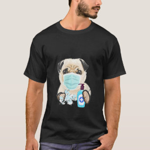 女性パグ犬の顔マスク健康インフルエンザコールドキュートパグ Tシャツ