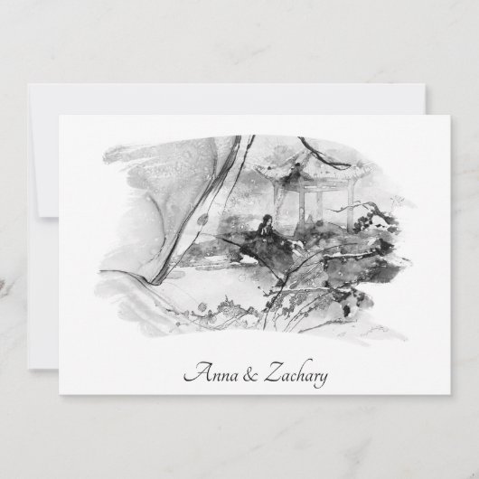 *~*女性パゴダ日本RSVP QR AR27 結婚's 招待状 (正面)