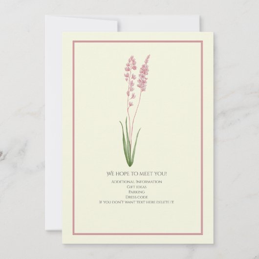 女性パステルエレガントワイルドフラワーフェアファーレパーティー 招待状 (裏面)