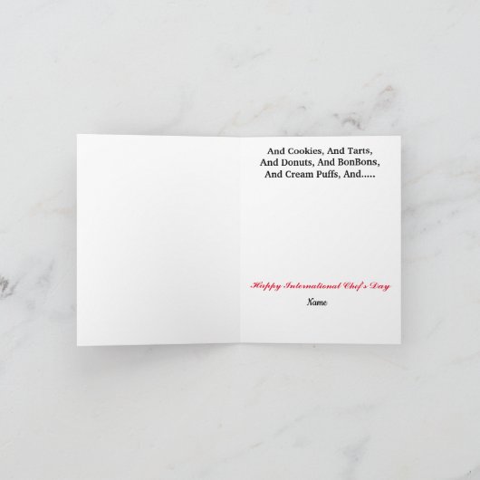 女性パティシシェフおもしろいグリーティングカード カード (内部)