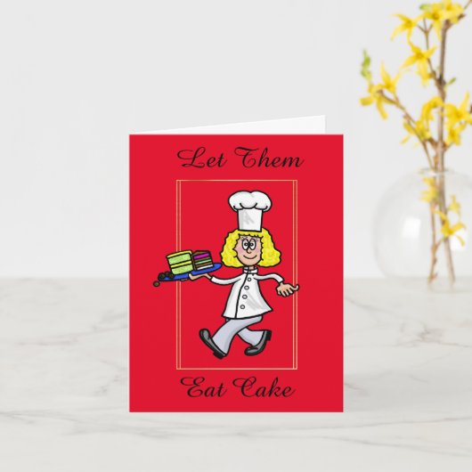 女性パティシシェフおもしろいグリーティングカード カード (黄色い花)