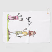 女性パーソナライズされたゴルファー ゴルフタオル (横)