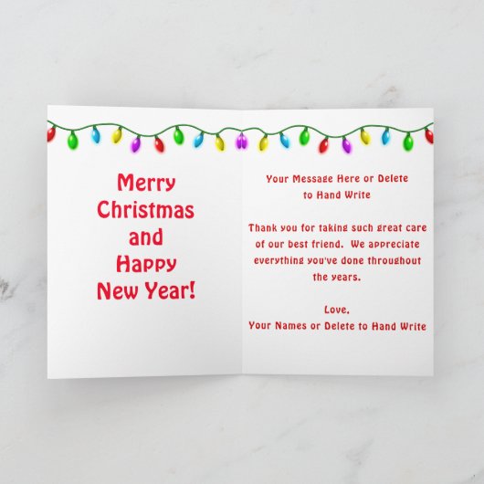 女性パーソナライズされた獣医カード サンキューカード (内部)