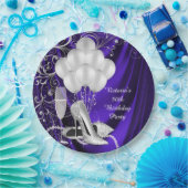 女性パープルシルバーシューズパーティー紙プレート ペーパープレート (パーティー)