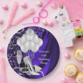 女性パープルシルバーシューズパーティー紙プレート ペーパープレート (パーティー)