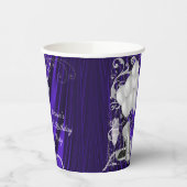 女性パープルシルバーバースデーパーティー紙カップ 紙コップ (左)