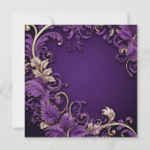 女性パープル金ゴールドシューバースデーパーティー 招待状 (裏面)